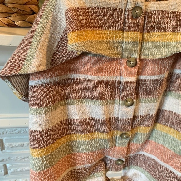 Texture & Thread Madewell Striped Knit Ruffle Accent Tank Top Size Small - Picture 2 of 4